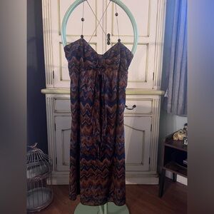 Banana Republic Elegant Brown and Blue Chevron Dress